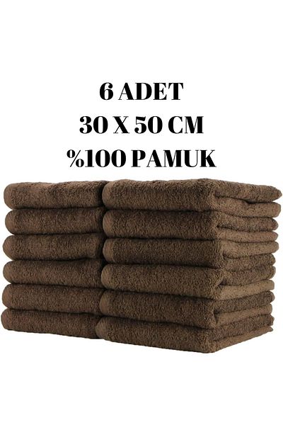KAYABEY HOME Sada 6 hnědých ultraabsorpčních měkkých ručníků – 100% bavlna, 30X50 cm, rychleschnoucí