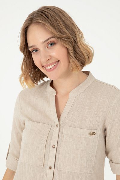 U.S. Polo Assn. Cămașă kaki cu mânecă lungă pentru femei 50283561 -VR027