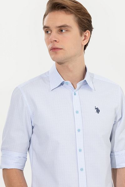 U.S. Polo Assn. Ανδρικό μπλουζάκι με μακρυμάνικο γαλάζιο 50273949-VR003