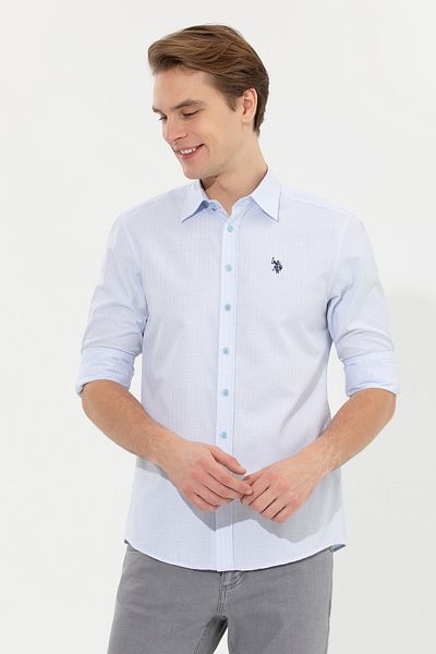 U.S. Polo Assn. Ανδρικό μπλουζάκι με μακρυμάνικο γαλάζιο 50273949-VR003