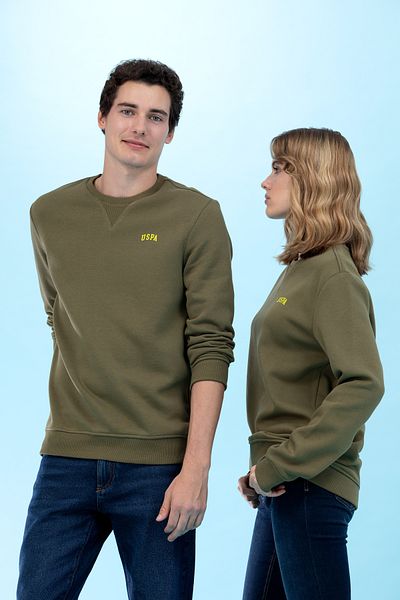 U.S. Polo Assn. Βασικό φούτερ Khaki Crew Neck Basic 50276089-VR027