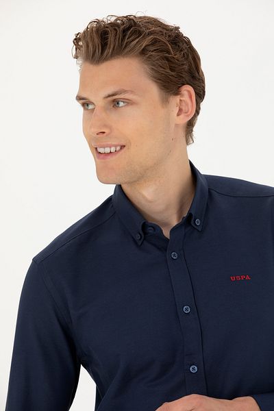 U.S. Polo Assn. Мъжка риза с дълъг ръкав в тъмносиньо - 50277266-VR033