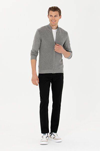 U.S. Polo Assn. Чоловічий сірий меланжевий трикотажний кардиган 50277375-VR086