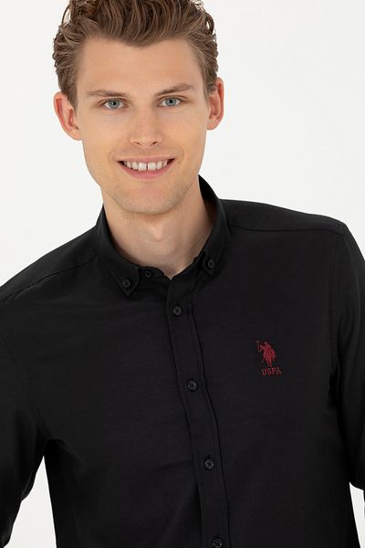 U.S. Polo Assn. Мъжка черна риза с дълъг ръкав 50277310-VR046