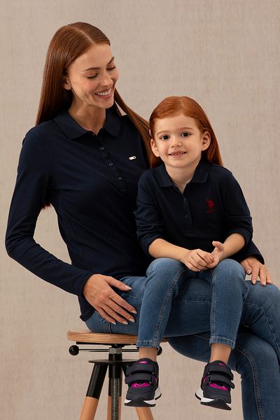 U.S. Polo Assn. Hanorac pentru fetiță cu guler polo bleumarin -50276782-VR033