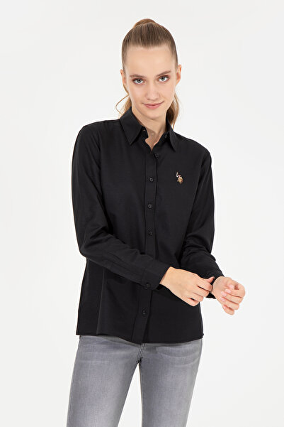 U.S. Polo Assn. Γυναικείο μαύρο μακρυμάνικο βασικό πουκάμισο 50256672-VR046