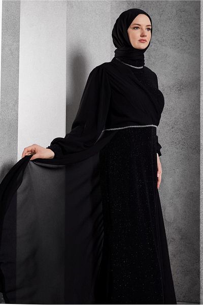 TRENDTESETTÜR Γυναικείο βραδινό φόρεμα Black Glitter - T 8444