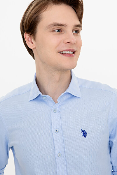 U.S. Polo Assn. Ανδρικό μπλουζάκι με μακρυμάνικο γαλάζιο 50246354-VR003