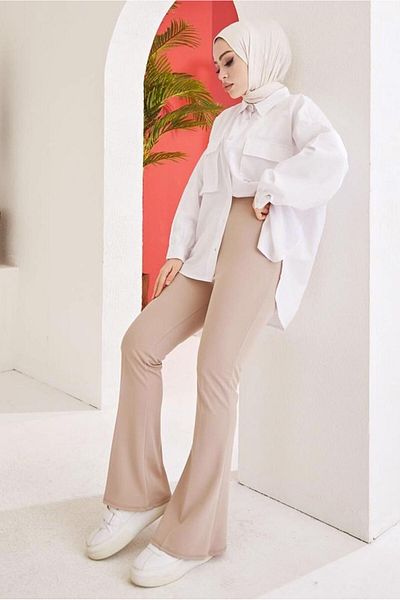 TRENDTESETTÜR Mink Women's Trousers - Flared Leg, Elastic Waist T 602