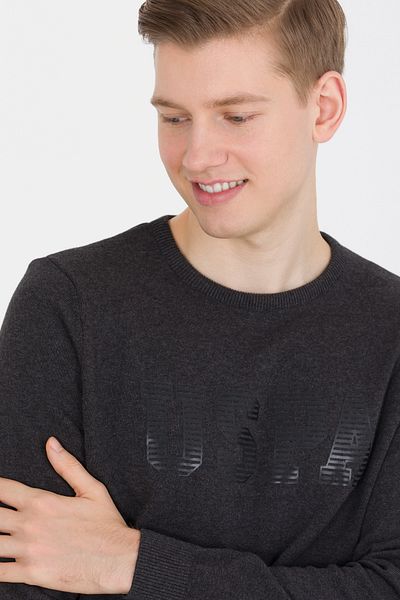 U.S. Polo Assn. Men's Anthracite Melange Crew Neck Knitwear Sweater 50258145 -Vr081