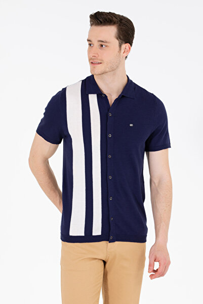 U.S. Polo Assn. Pulover pentru bărbați, albastru bleumarin, cu gât polo 50262...
