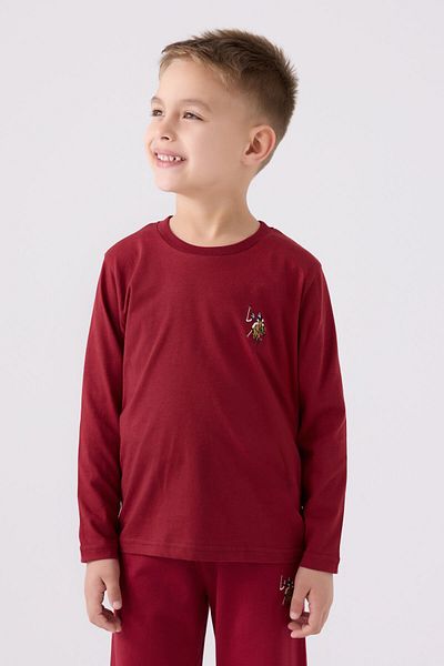 U.S. Polo Assn. Σετ πιτζάμες με μακρυμάνικο μπορντό για αγόρι