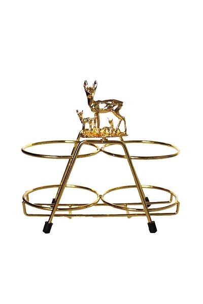 Jenisa Gold Color Metal Liquid Soap Dispenser with Deer Family Accessories Oil Pot Stand - Deer Family