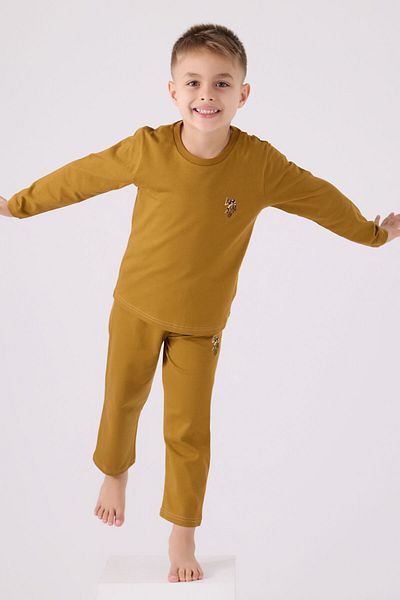 U.S. Polo Assn. Set de pijamale galbene cu mâneci lungi pentru băiat