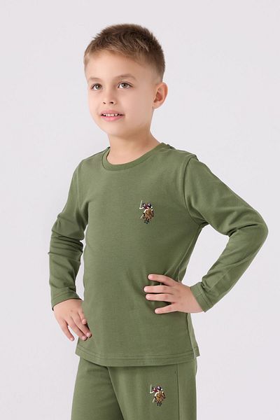 U.S. Polo Assn. Costum de pijama cu mânecă lungă kaki pentru băiat