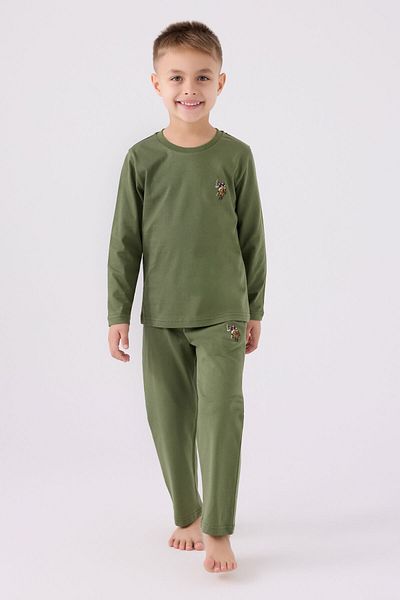 U.S. Polo Assn. Costum de pijama cu mânecă lungă kaki pentru băiat