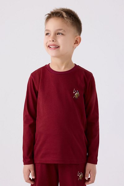 U.S. Polo Assn. Σετ πιτζάμες με μακρυμάνικο μπορντό για αγόρι