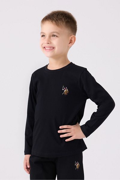 U.S. Polo Assn. Σετ αγοριού μαύρη μακρυμάνικη πιτζάμες