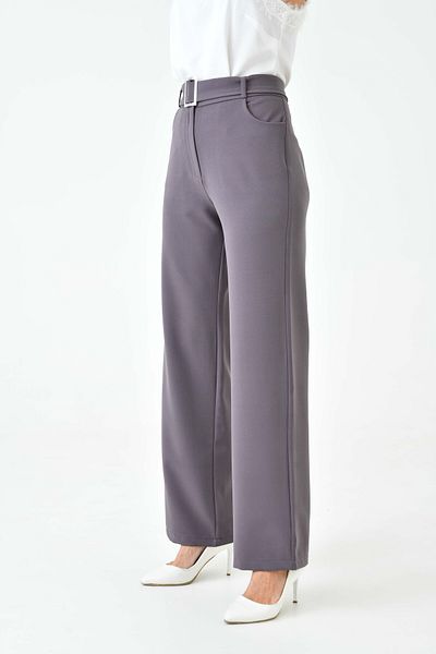 Saade Anthracite Straight Cut Belted Woven Trousers