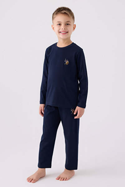 U.S. Polo Assn. Boy's Navy Blue Long Sleeve Pajama Set