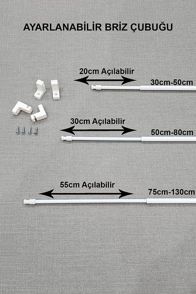 lissehome Tijă de perdea Briz reglabilă de 50-80 cm - 2 bucăți