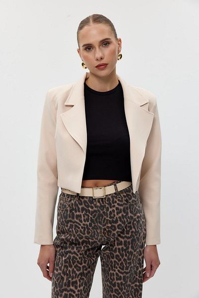 Tuba Butik Wadded Blazer Crop Ecru Women's Jacket