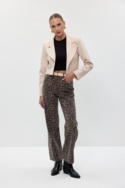 Tuba Butik Wadded Blazer Crop Ecru Women's Jacket