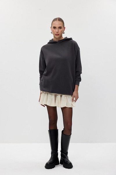 Tuba Butik Basic Hooded Smoked Women's Sweatshirt