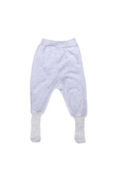 bebegen Unisex Bebek Sade Gri Kadife Kendinden Çoraplı Tek Alt