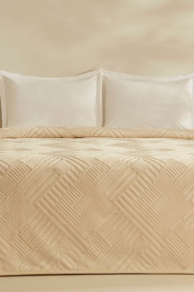 Karaca Home Rita Ecru Emboss Blanket - Double