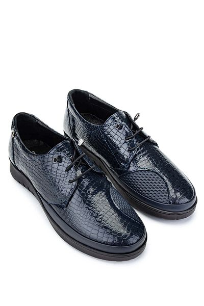 Tamer Tanca Women's Genuine Leather Navy Blue Casual Shoes