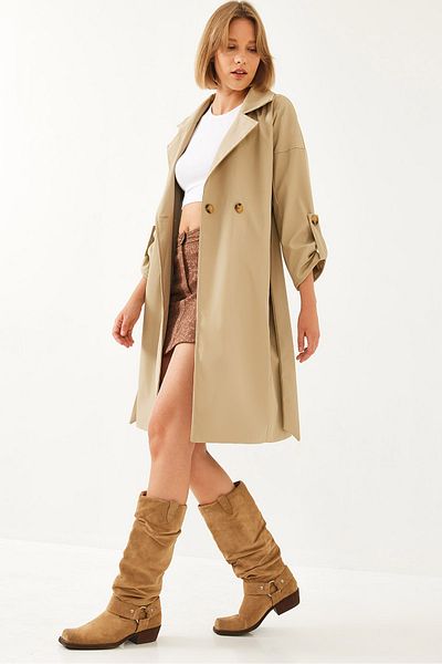Bianco Lucci Дамски дълъг тренчкот с колан 60351065
