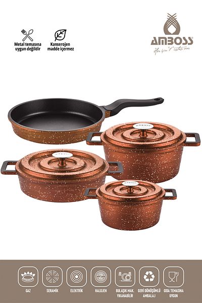 Amboss 7 Piece Cast Iron Pot Set (Copper - Gray)