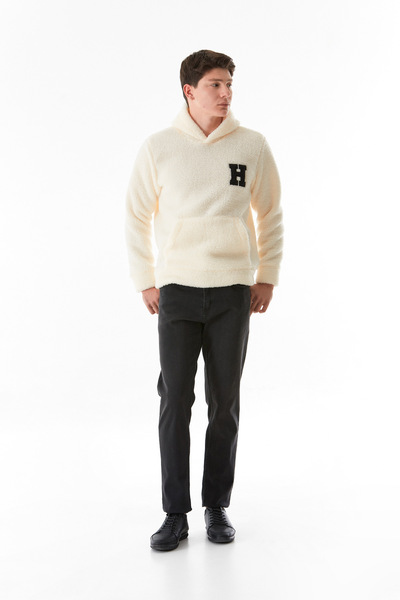 Fulla Moda Вишитий плюшевий світшот з капюшоном і кишенею кенгуру з вишивкою