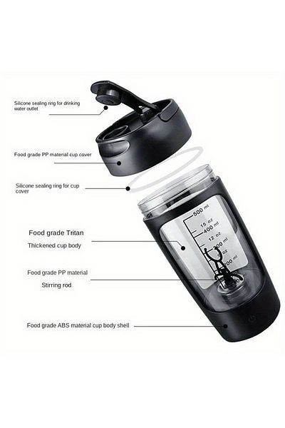 Choice black 500ML Electric Protein Powder Mixing Cup Automatic Shaker Bottle Mixer Shake Bottle Milk Coffe
