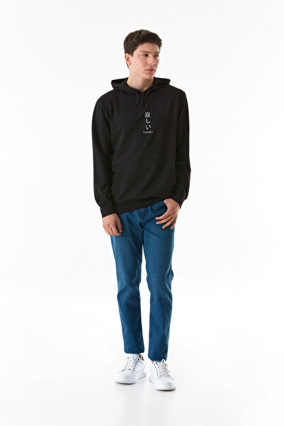 Fulla Moda Φούτερ τσέπης καγκουρό με στάμπα με κουκούλα