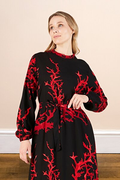 Ferace Dámské velké šaty s vysokým límečkem a plisované šaty z viskózové tkaniny hidžáb