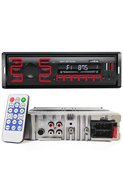 Led MEGA  Usb Girişli Bluetooth Oto Teyp Araba Teybi Radyo Usb Sd Aux Teyp Am...