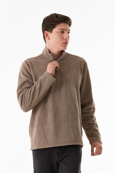 Fulla Moda Суитшърт от полар с половин цип и яка стойка