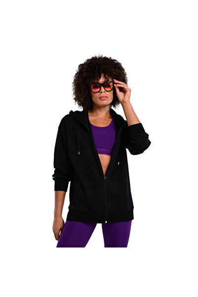 Sportive Sevilla Kadın Siyah Günlük Stil Eşofman Üstü 24KK008-SYH