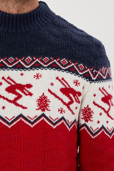 Tony Montana Ski Patterned Regular Fit Wool Sweater-T-5012