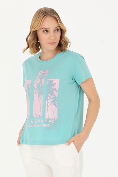 U.S. Polo Assn. Γυναικείο μπλουζάκι με λαιμόκοψη μέντας 50262937-vr090