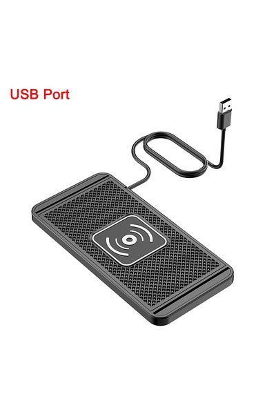 Choice USB Port Car Wireless Charger Silicone Non-Slip Pad for iPhone 15 14 13 12 Samsung S24 S23 Xiaomi Ca