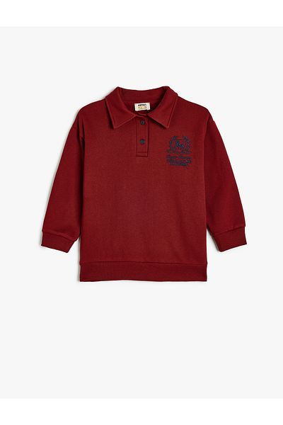 Koton Oversize polo mikina s dlouhým rukávem - vyšívaný detail