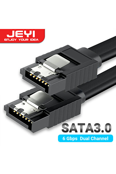 JEYI كابل بيانات SATA III مزدوج مستقيم 6 جيجابت في الثانية بطول 40 سم مع قفل La