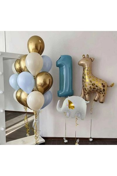 CUGY 1 Year Old Giraffe Elephant Concept Mini Birthday Party Set