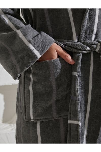 Homelover 100% βαμβακερή κουκούλα γκρι λευκή ριγέ ειδική σχεδίαση Εξαιρετικά μαλακό μπουρνούζι