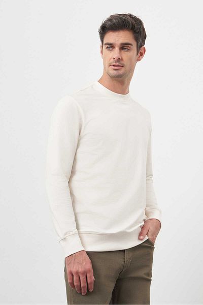 Morven Men's Cream Crew Neck Dynamic Fit Relaxed Cut Sweatshirt