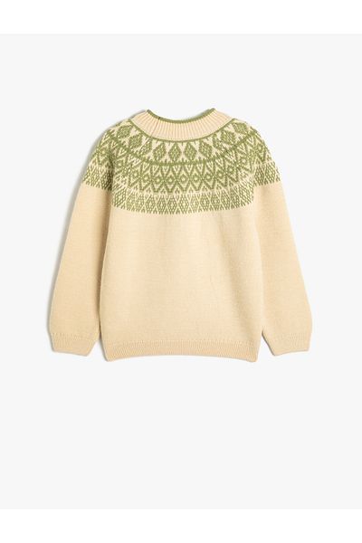 Koton Round Neck Long Sleeve Patterned Knitwear Sweater