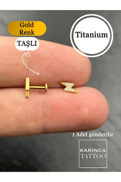 Karınca Piercing Lightning Zircon Stone Titanium Piercing (High Quality)